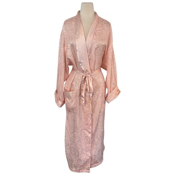 VICTORIA’S SECRET Vintage Gold Label Silky Paisley Pink Robe Size M - Picture 9 of 14